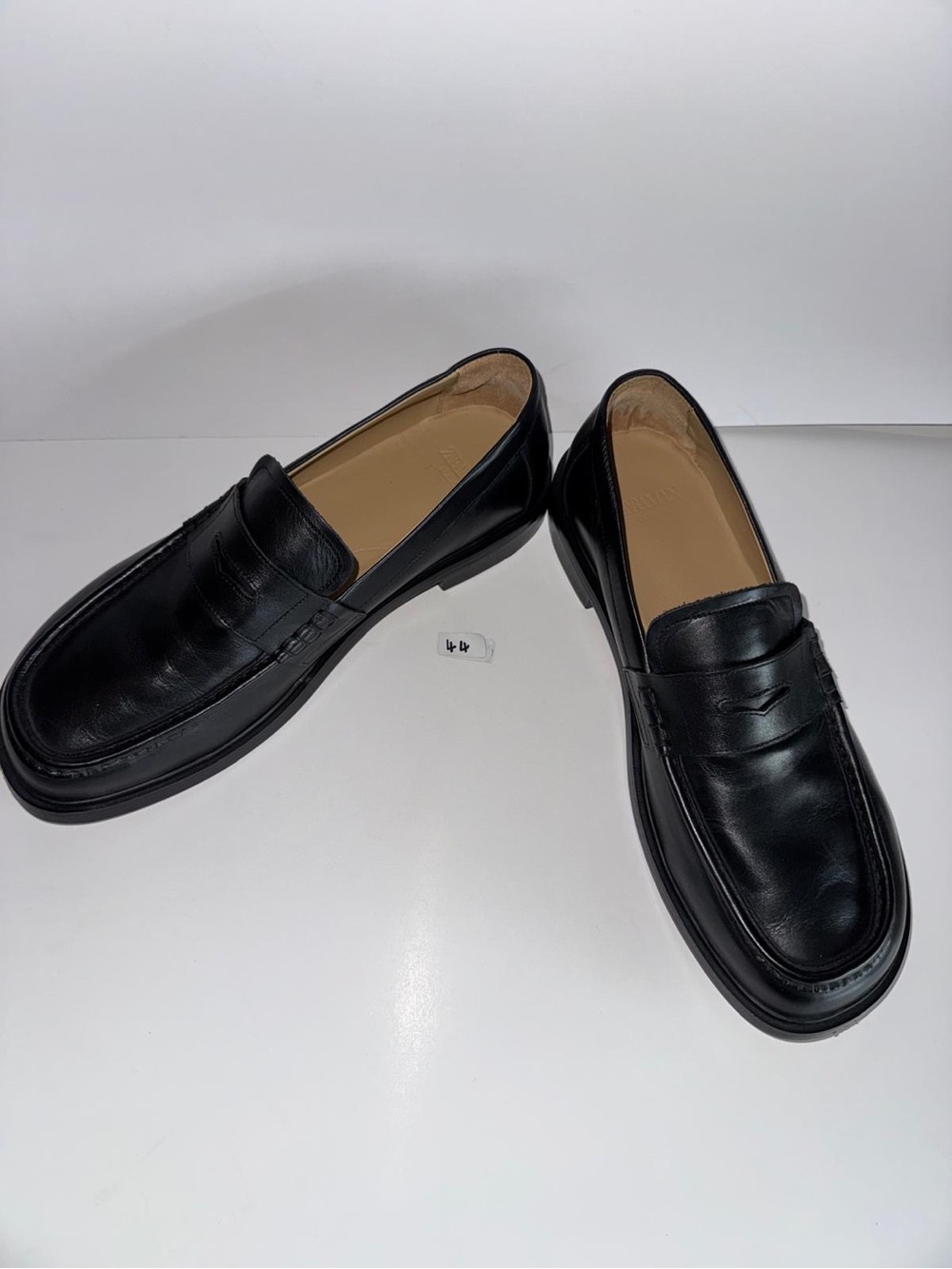 Zara Black Leather Penny Loafers
